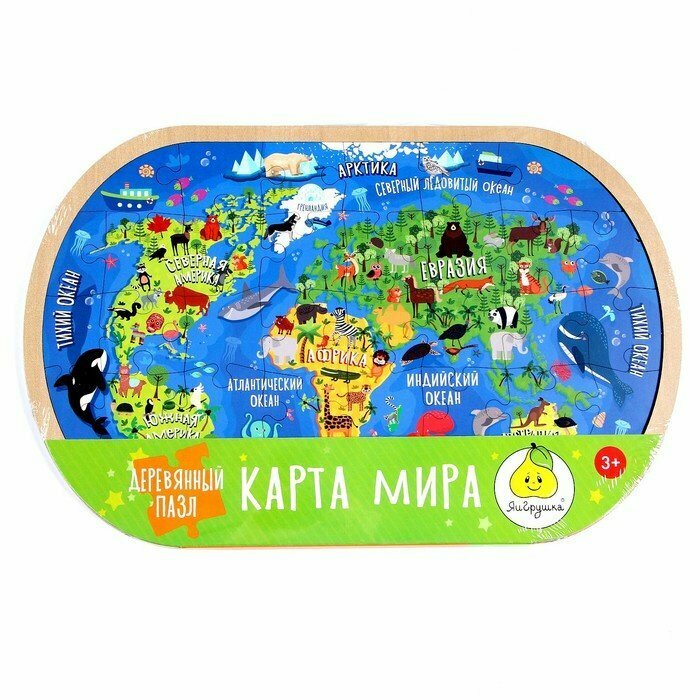 Пазл деревянный Карта мира ЯиГрушка - фото №15