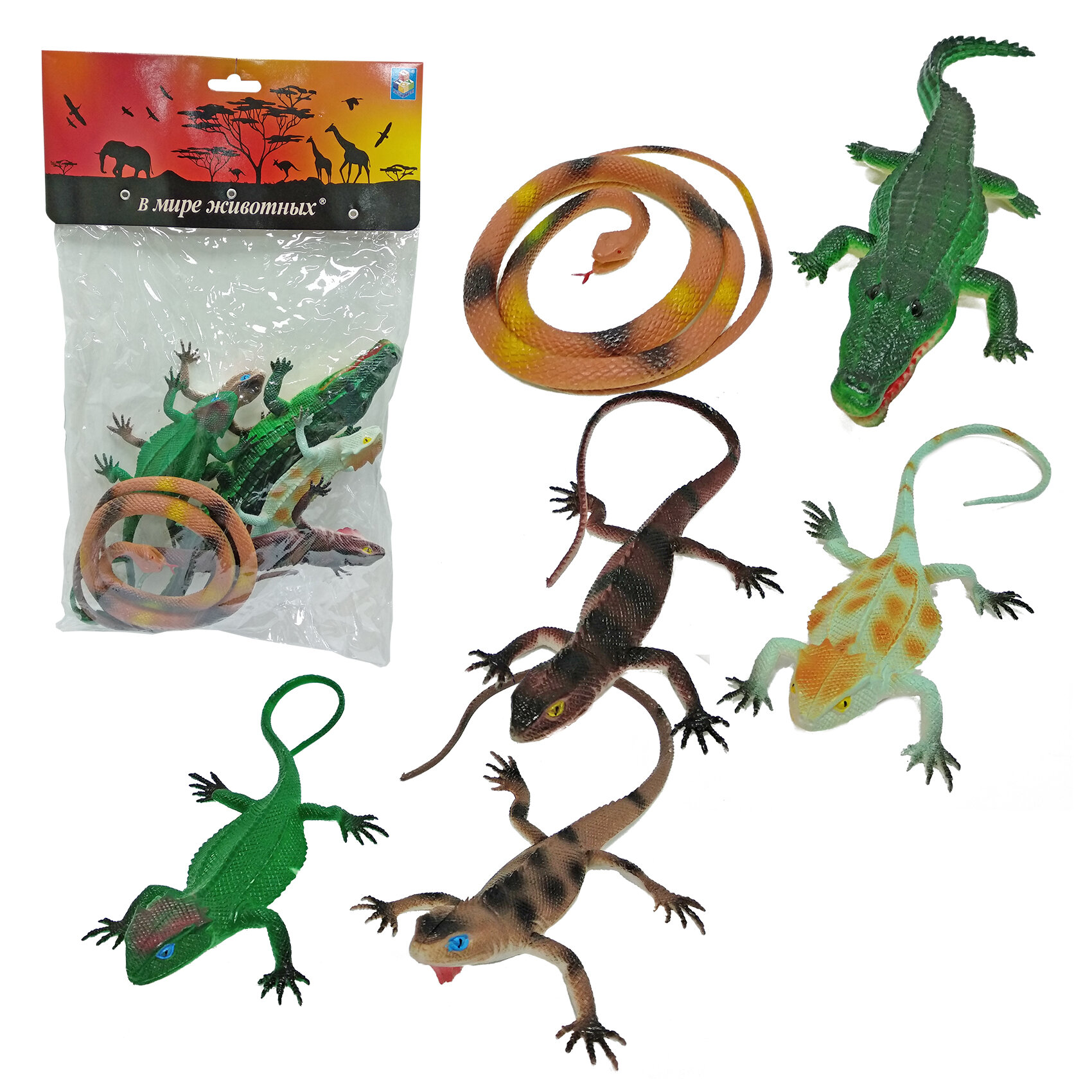 В мире животных. Набор игровых рептилий (6 штук) 1toy - фото №14