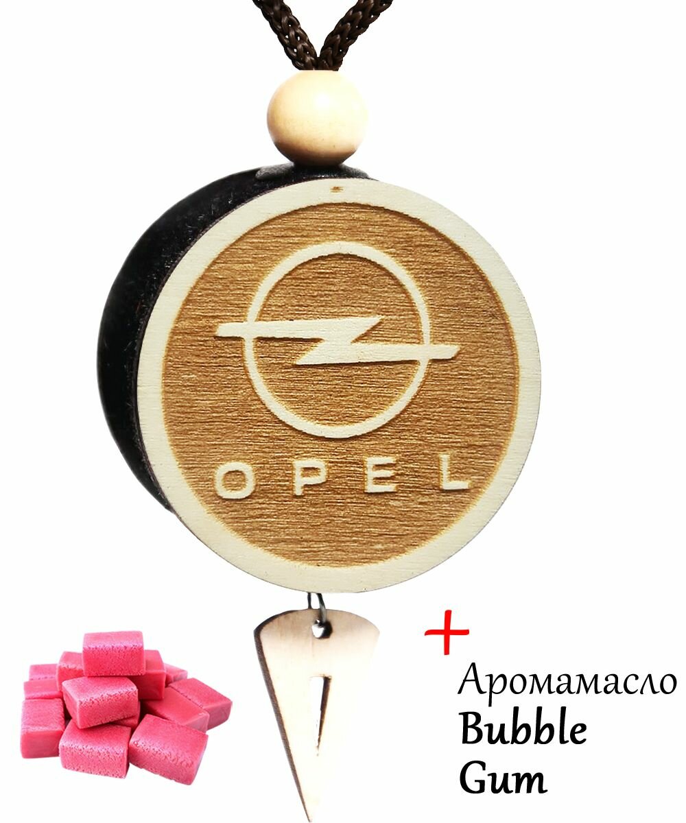 Ароматизатор (вонючка) в машину из 3D дерева Opel и аромат №30 Bubble Gum