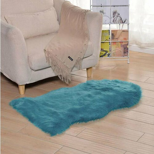 Коврик меховой прикроватный 60*120 см, Шкура искусственная Бирюза