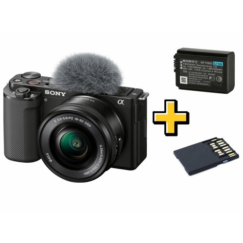 Фотоаппарат Sony ZV-E10 kit 16-50mm с дополнительным аккумулятором и картой памяти на 128 гб