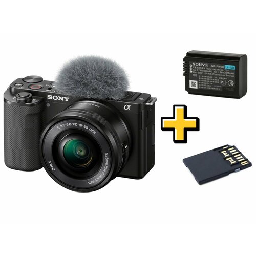 Фотоаппарат Sony ZV-E10 kit 16-50mm с дополнительным аккумулятором и картой памяти на 128 гб 10750000₽