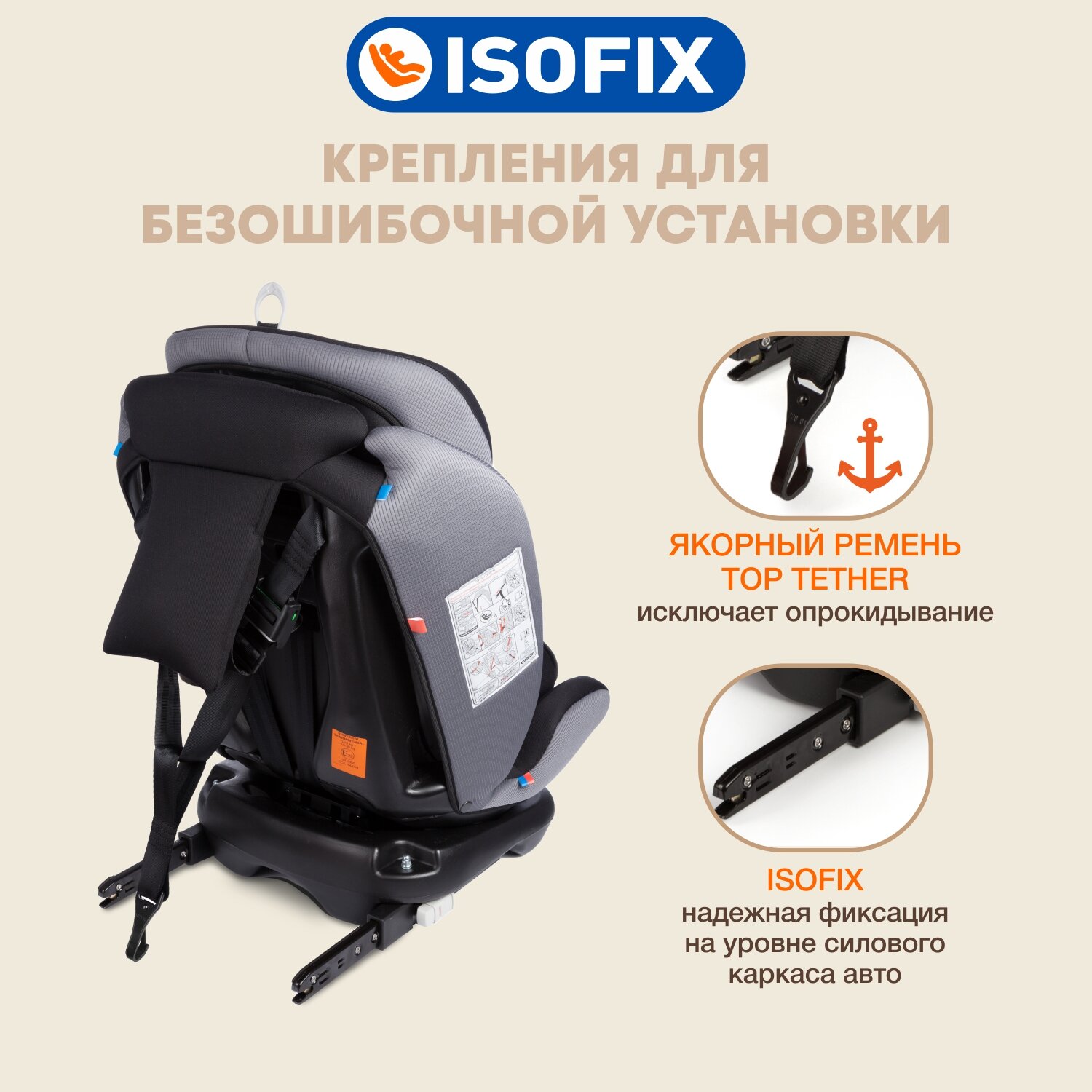 Автокресло детское поворотное Zlatek Cruiser IsoFix от 0 до 36 кг, черное