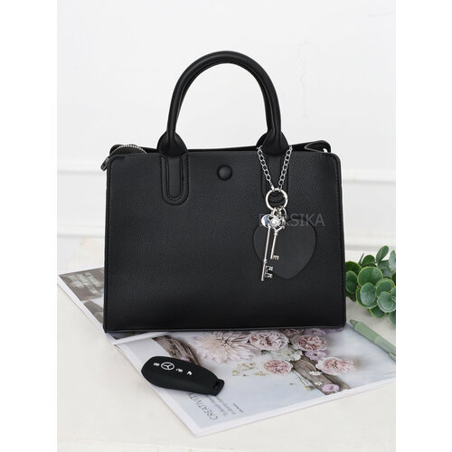 Сумка тоут BORSIKA Ключи, фактура матовая, черный