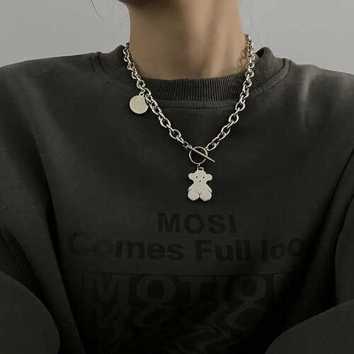 Колье, длина 45 см, серебряный