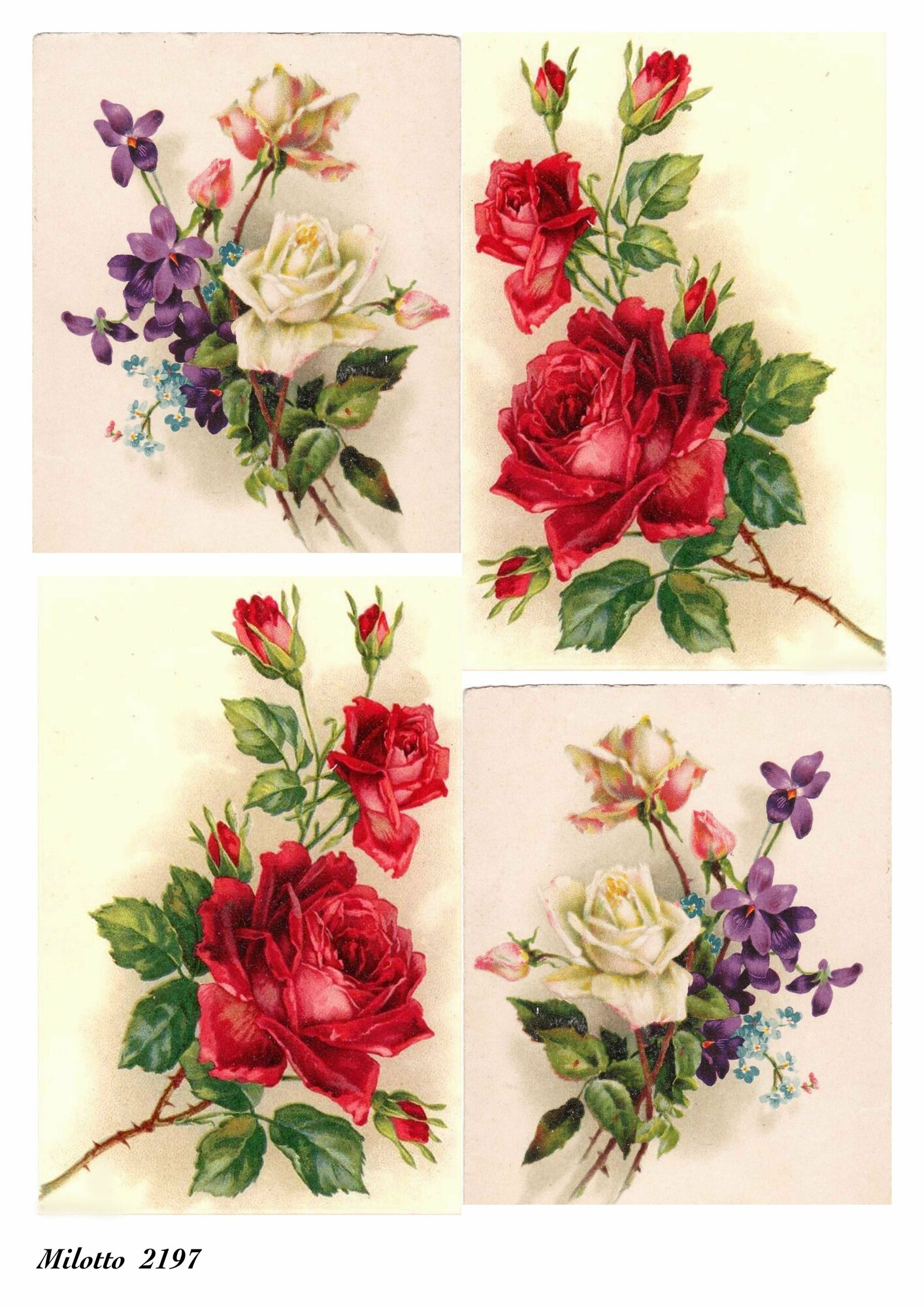 Декупажная карта А4 рисовая бумага цветы розы 2197