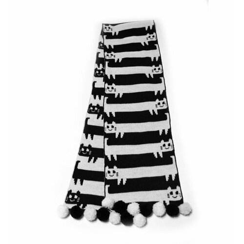 фото Шарф ,165х25 см, 160*23, белый, черный белолапик