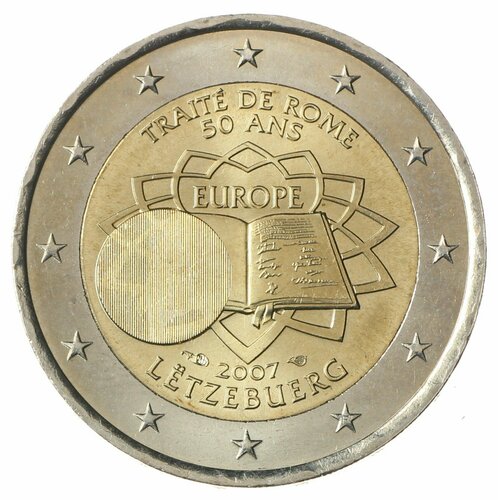 Люксембург 2 евро 2007 Римский договор 2 евроцента 2007 люксембург из оборота