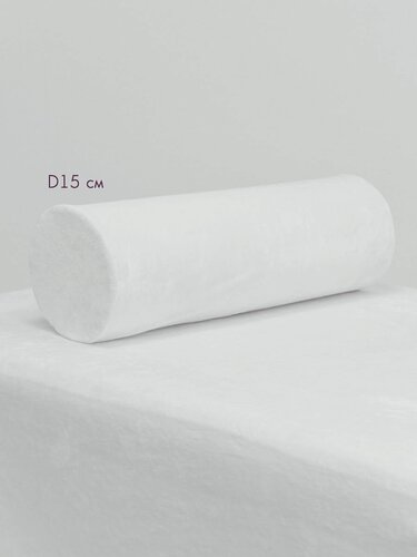 Изображение товара Подушка валик под ноги колени 15 см, велюровый для массажа на кушетку, белый