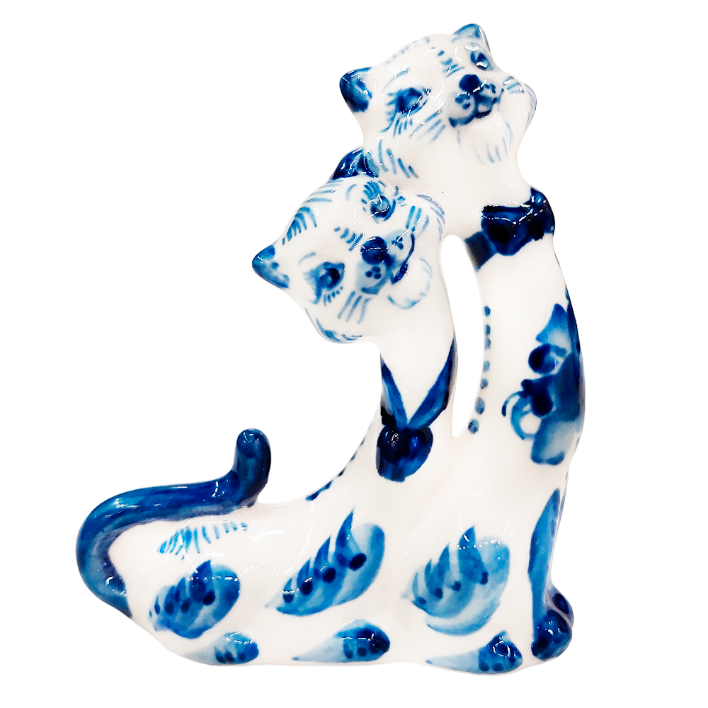 фото Фигурка ручной работы "Парочка Кошек", гжель