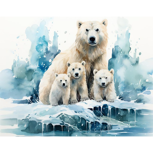 Картина по номерам Семейство белых медведей 40х50 Art Hobby Home картина по номерам семейство белых медведей 40х50