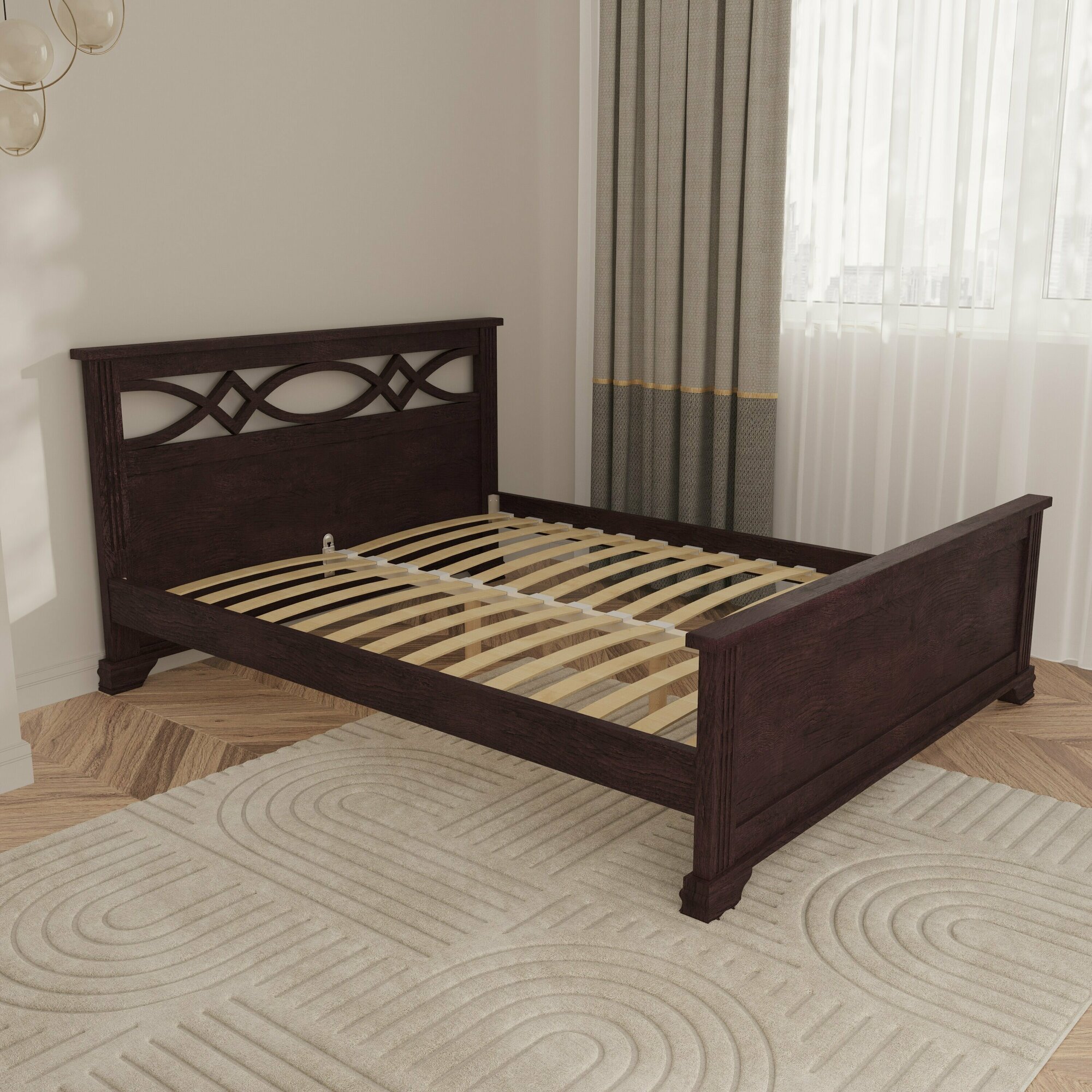 Двуспальная кровать Кровать деревянная Лира 120*200, 120х200 см, ММК-Древ Береза
