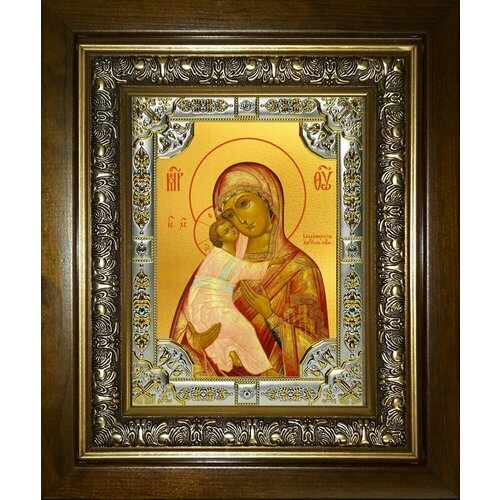 Икона Владимирская Божией Матери в деревянном киоте икона божией матери владимирская в киоте 27 х 32 см