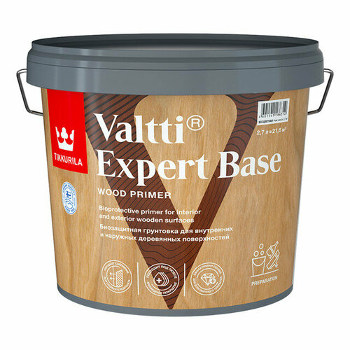 tikkurila антисептик valtti expert akva 9 кг 9 л бесцветный Грунт-антисептик TIKKURILA Valtti Expert Base 2,7 л, арт.700009579