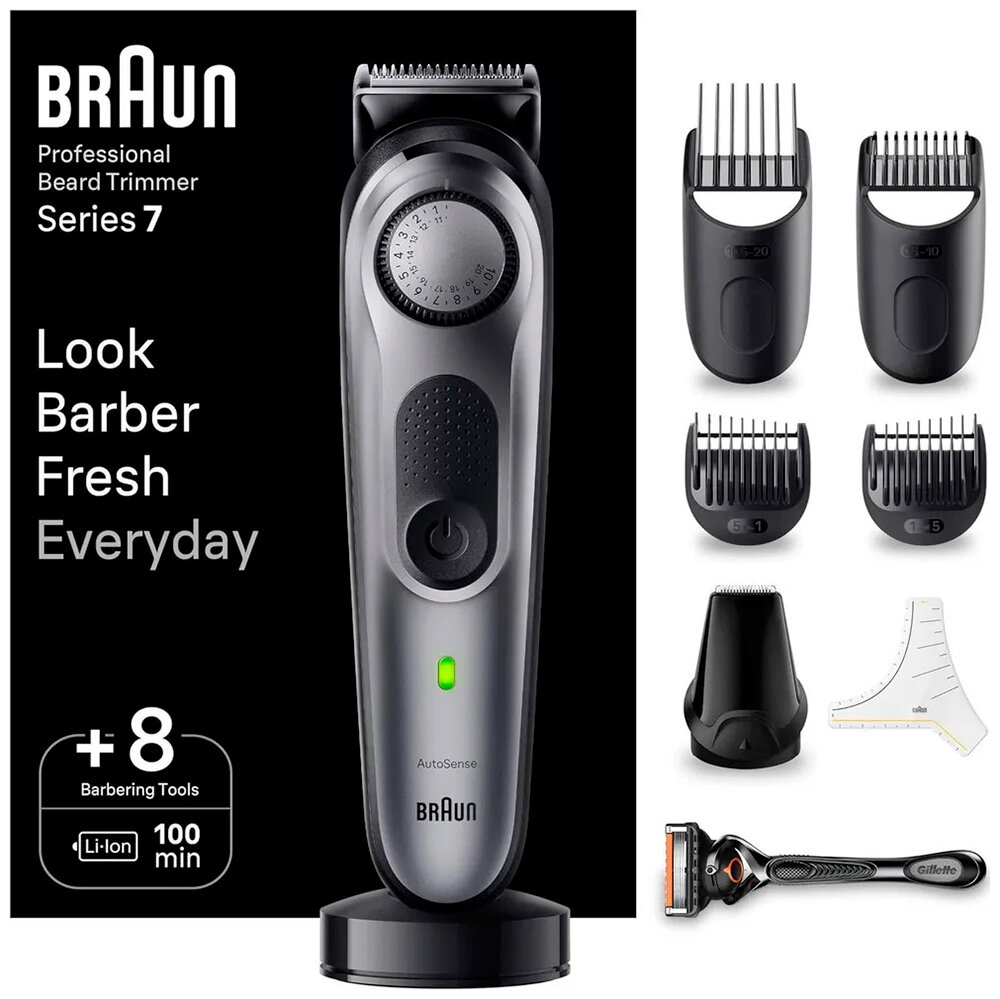 Триммер для волос Braun BT7420, серебристо-черный (тип 5542)
