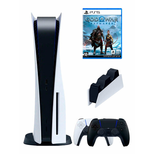 PS5 (ПС5) Игровая приставка Sony PlayStation 5 ( 3-я ревизия) + 2-й геймпад(черный) + зарядное + игра God of War