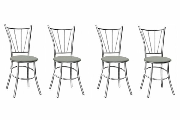 Комплект стульев "Квартет-R-04" 4 шт - Серый (экокожа) / Хром (металл)
