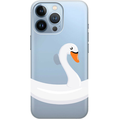 Силиконовый чехол на Apple iPhone 13 Pro / Эпл Айфон 13 Про с рисунком Swan Swim Ring силиконовый чехол на apple iphone 13 pro эпл айфон 13 про с рисунком swan swim ring soft touch голубой