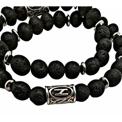 фото Славянский оберег, браслет-нить хагалаз, гематит, 1 шт., размер 17 см, размер one size, диаметр 6 см, черный 1000 мелочей