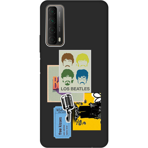 Матовый Soft Touch силиконовый чехол на Huawei P Smart (2021), Хуавей П Смарт (2021) с 3D принтом Beatles Stickers черный силиконовый чехол на huawei p smart 2021 хуавей п смарт 2021 с 3d принтом beatles stickers прозрачный