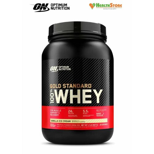 фото Сывороточный протеин концентрат и изолят белка optimum nutrition gold standard 100% whey 909 гр клубника