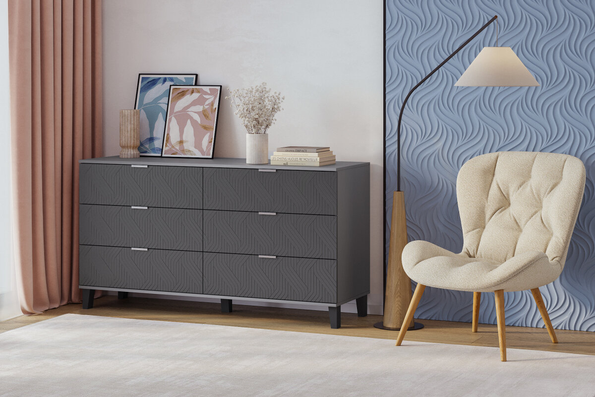 фото Комод Марвин 7 фрезеровка 3 Белый Мегамебель, ШxГxВ 1400*400*800