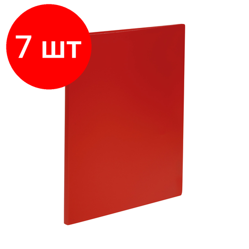 Комплект 7 шт, Папка с 30 вкладышами СТАММ А4, 17мм, 500мкм, пластик, красная папка файловая 30 вкладышей стамм а4 пластик 17мм 500мкм красная мм 32203
