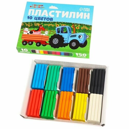 Пластилин 10цв 150г Синий трактор 483₽