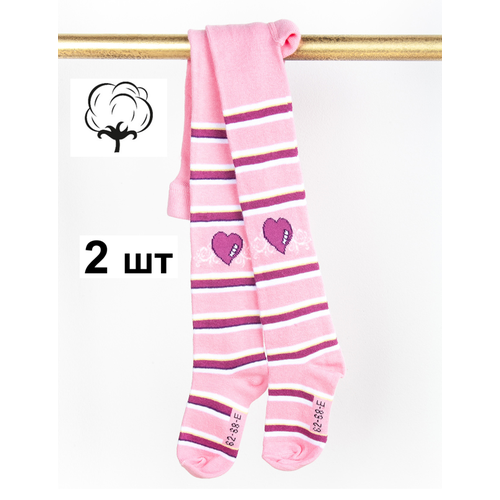 Колготки Aviva колготки хлопковые с рисунком, 2 шт., размер 74/80 см, розовый колготки для девочки с рисунком кошки хлопковые