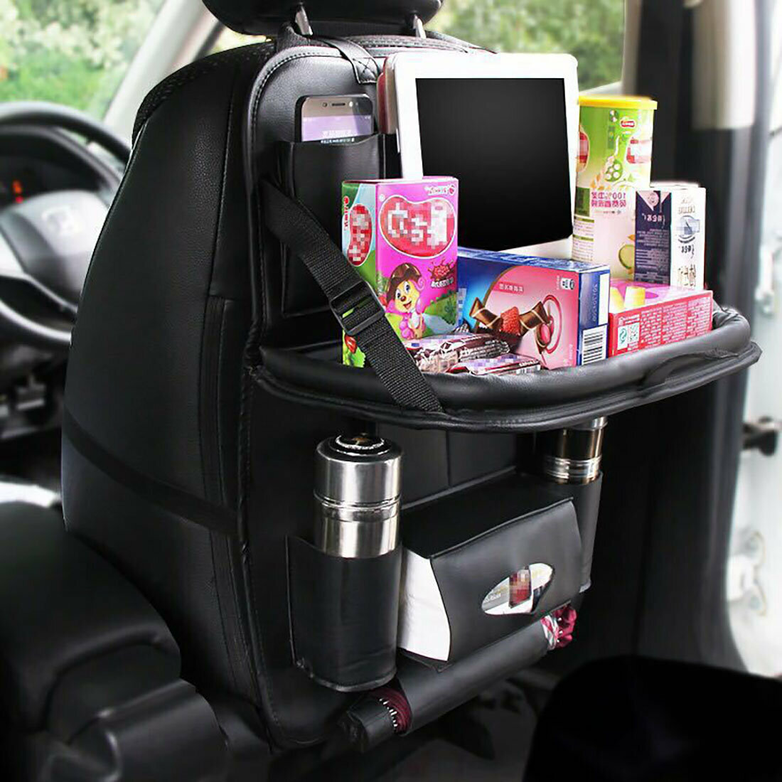 DreamCar Technology Органайзер на спинку сиденья автомобиля с откидным столиком Черный