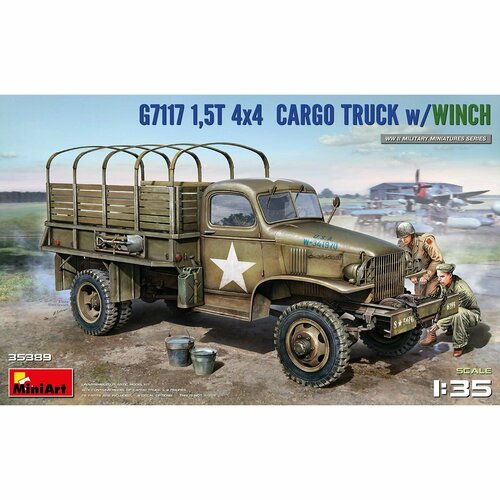 MiniArt Сборная модель Грузовик армии США G7117 1,5T 4х4 CARGO TRUCK w/WINCH, 1/35 synthetic rope 13000 lbs electric winch 12v 4x4 recovery off road truck winch