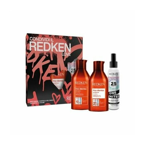 redken frizz dismiss шампунь для гладкости и дисциплины волос 500 мл Redken набор Frizz Dismiss - Shampoo 300 ml + Conditioner 300 ml + Spray 150 ml