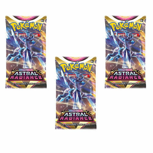 Покемон карты коллекционные: 3 бустера Pokemon издания Astral Radiance, на английском покемон карты коллекционные 3 бустера pokemon издания fusion strike на английском