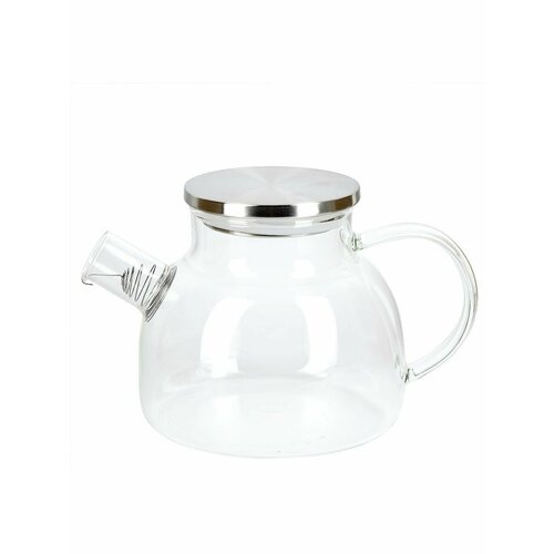 Чайник заварочный с фильтром стеклянный 1100 мл бесцветный, серый, белый, прозрачный