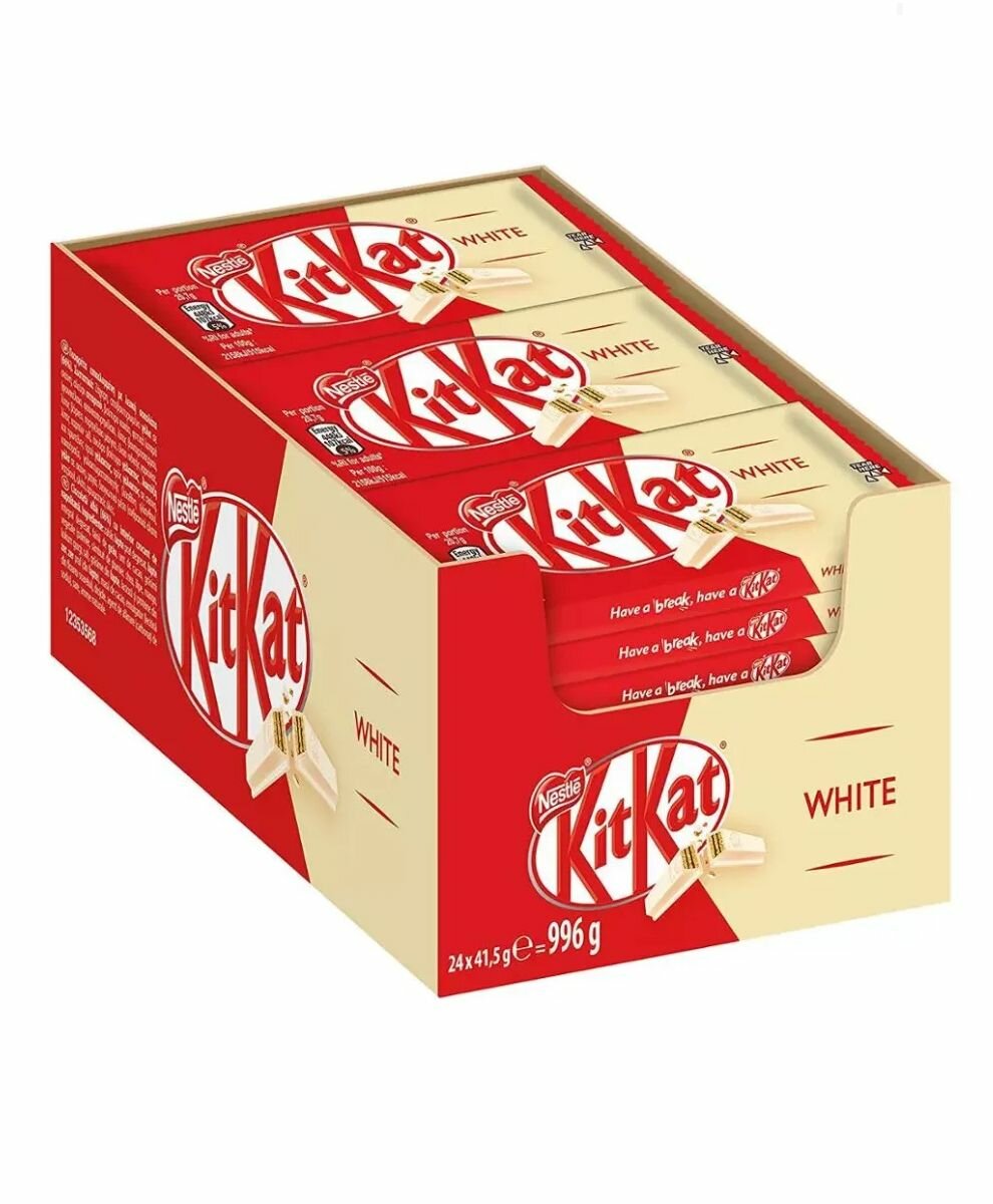 Батончик KitKat 4 Fingers white с белым шоколадом , 41.5 г х 24 шт