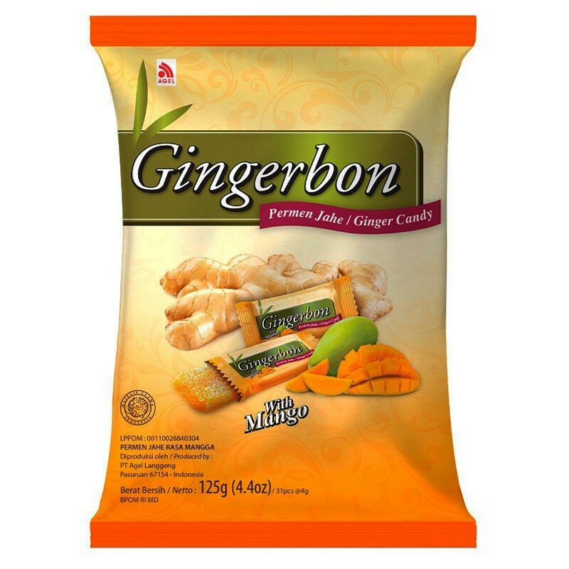 Джинджербон имбирные конфеты с манго (Gingerbon with mango candy), 125 грамм