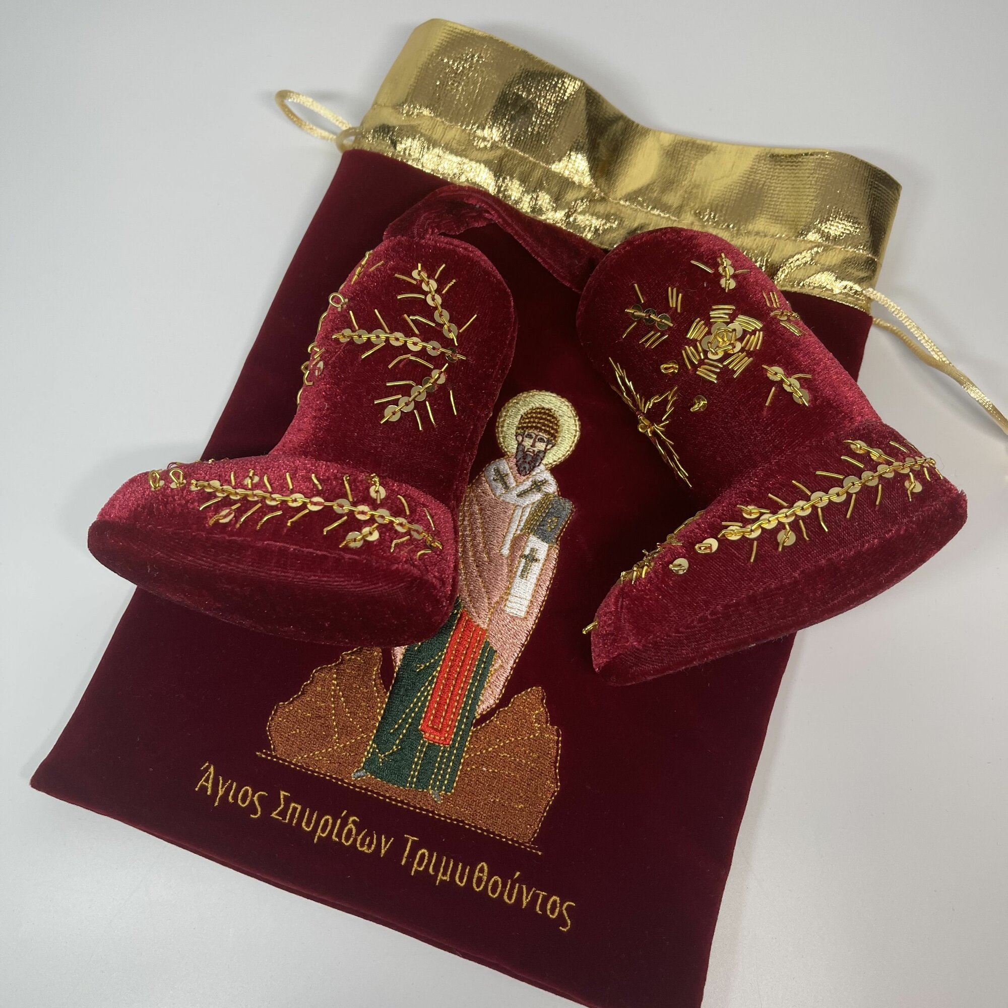 Бархатные Башмачки святителя Спиридона Тримифунтского в мешочке, подарок на Пасху