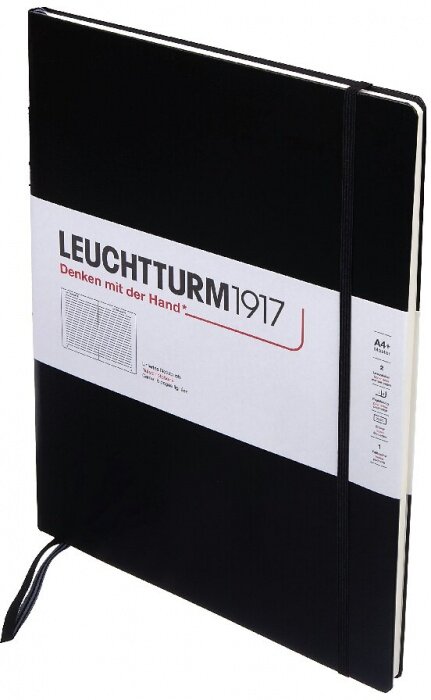 Leuchtturm 334917 Блокнот leuchtturm master slim, a4, 100 г/м2, 123 стр, в линейку, твердая обложка, черный