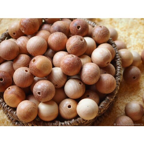 Бусины можжевеловые, 16 мм - 30 штук