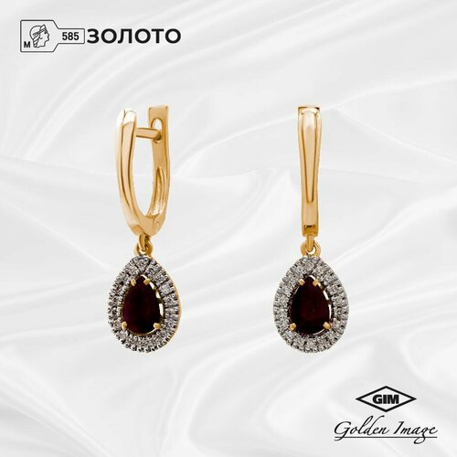 Серьги Golden Image, желтое золото, 585 проба, рубин, желтый