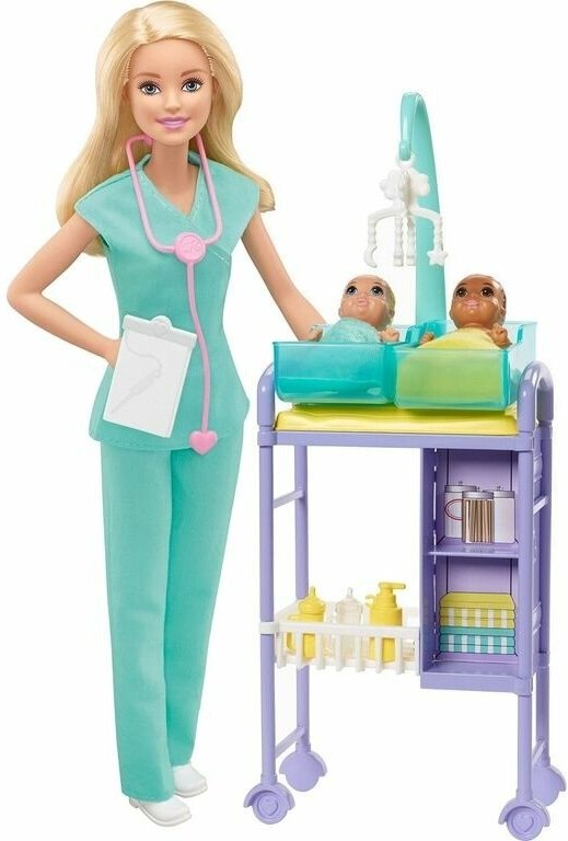 Игровой набор Barbie Профессии, детский врач, блондинка, 29 см, DHB63 (GKH23)