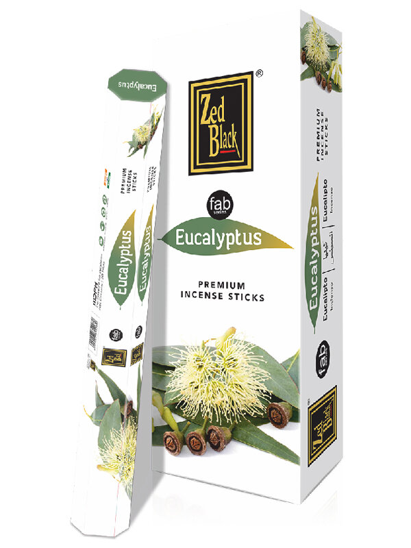 EUCALYPTUS fab series Premium Incense Sticks, Zed Black (эвкалипт премиум благовония палочки, Зед Блэк), уп. 20 палочек.