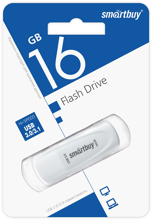 USB Flash накопитель 16Gb SmartBuy Scout White (SB016GB3SCW)