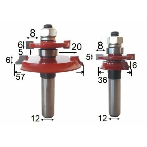 Фрезы для евровагонки с радиусом и хвостовиком 12 мм