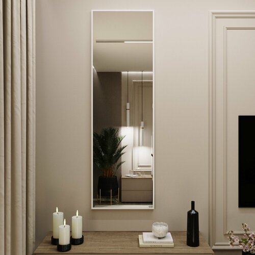 Зеркало настенное в алюминиевой раме Market-house , 140х50 см. Белое