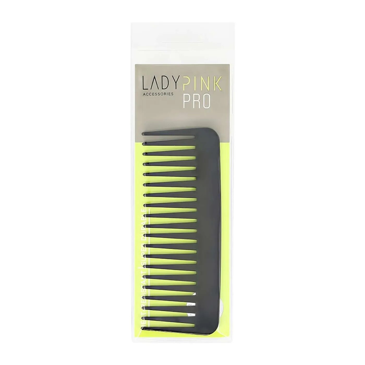 Расческа-гребень для волос LADY PINK BASIC PROFESSIONAL карбоновая с редкими зубьями 16 см — фото 1