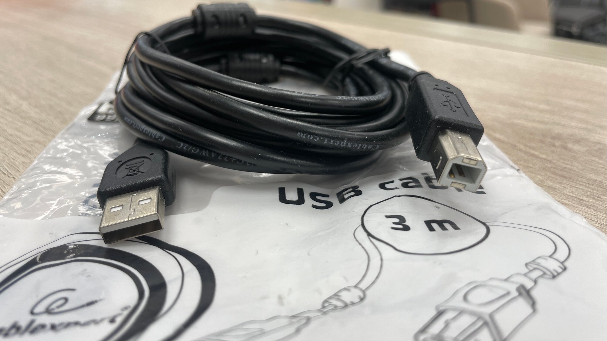 Кабель Cablexpert USB-A - USB-B (CCF-USB2-AMBM-10), 3 м, черный