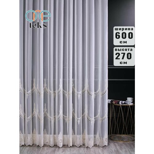 Тюль бамбук с вышивкой 600x270