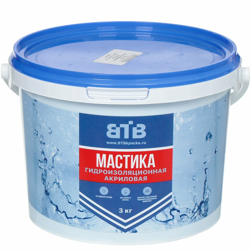 Акриловая гидроизоляционная мастика ВТВ 3 кг Россия