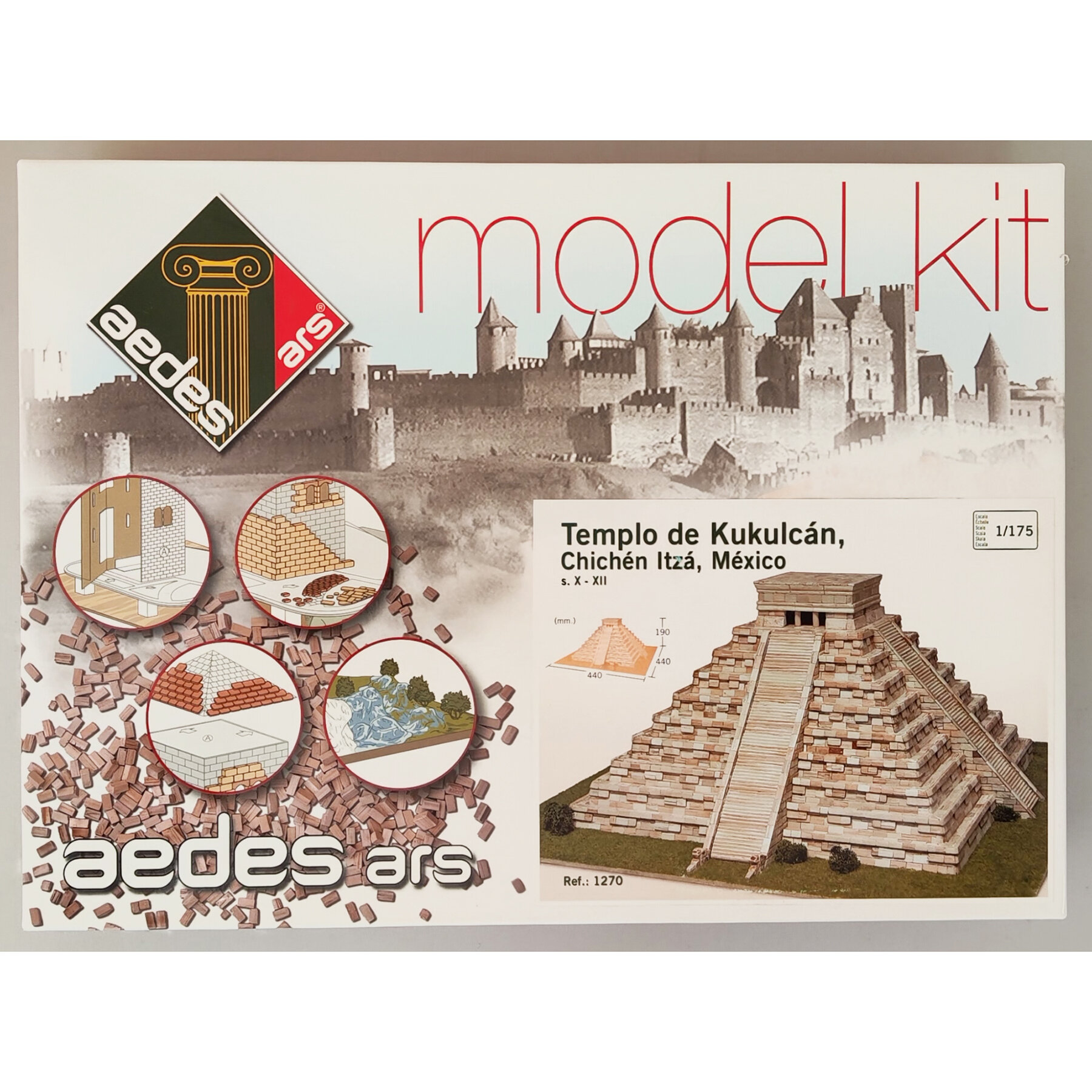 Сборная модель из керамики Aedes Ars, храм Kukulcan, 440х440х190, 5700 деталей, сложность 7/10, набор с инструментами